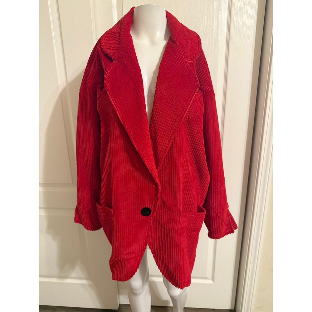 Andy Johns Vintage Red Corduroy Jacket Oversized Blazer Made in USA Mens Medium